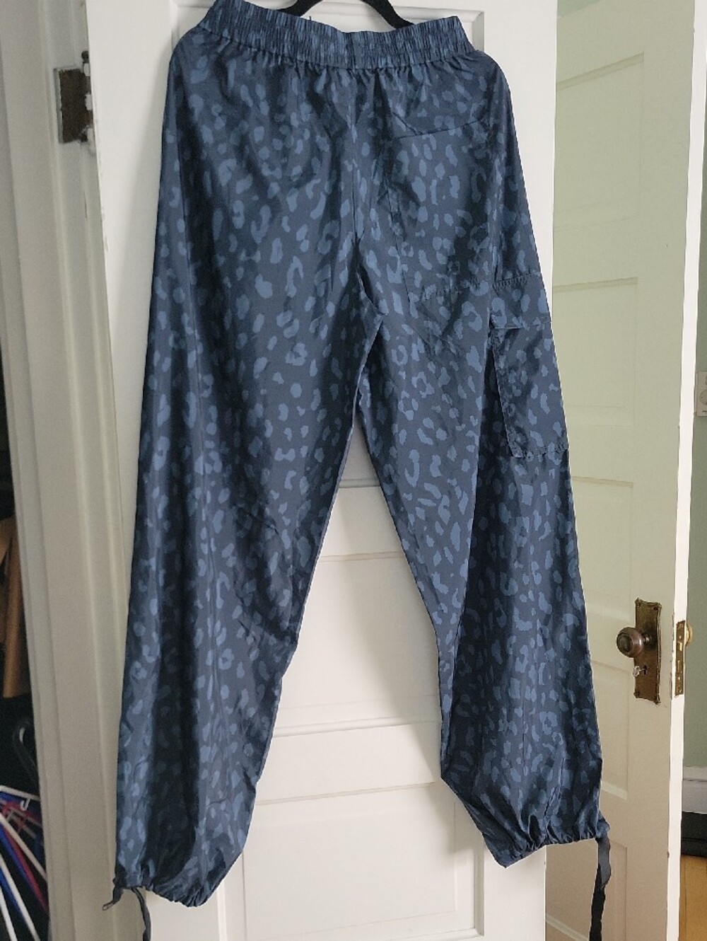 Tibi Recycled Sporty Nylon Cheetah WIde Leg Pull-On Pant - Navy Fog - S - NWT - Picture 6 of 12